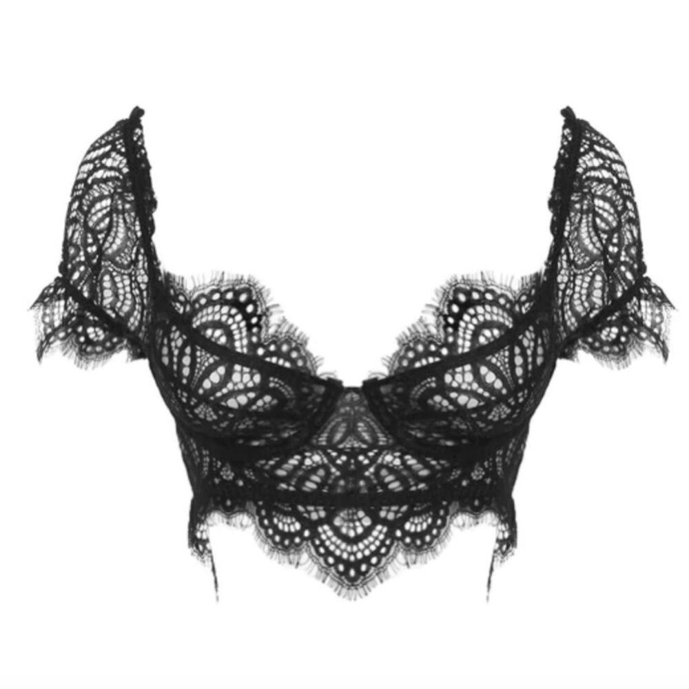 Leau Black Lace Crop Top Bralette
